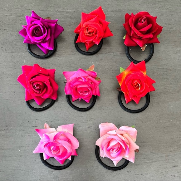 Dark Orange 2" Rose Silk Flower Floral Alligator Hair Clip Brooch Elastic Tie - Picture 4 of 4